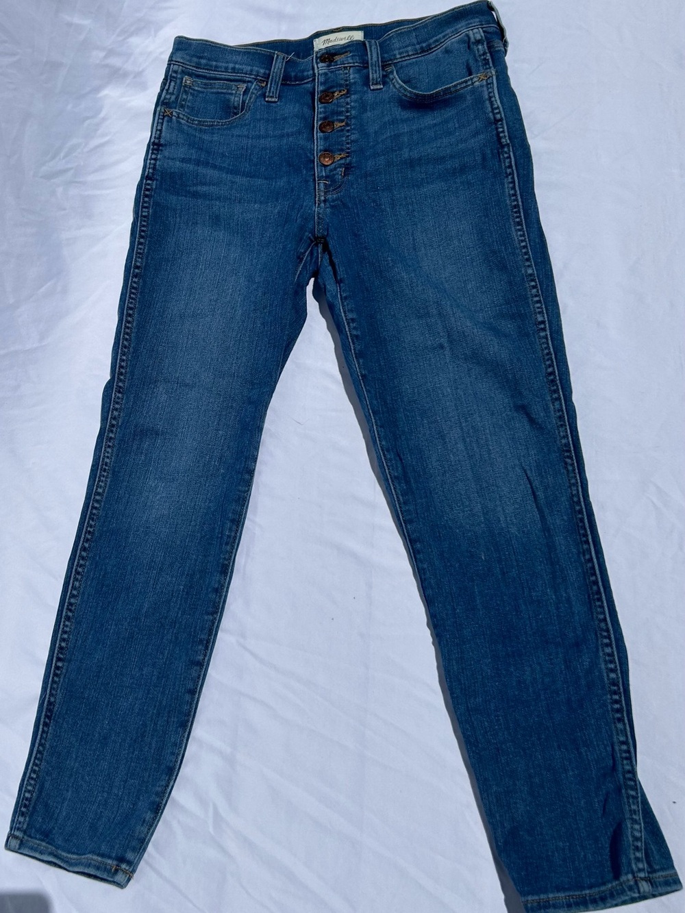 Madewell 10” road tripper Skinny High-Rise Jeans in Deep Blue Wash petite 28